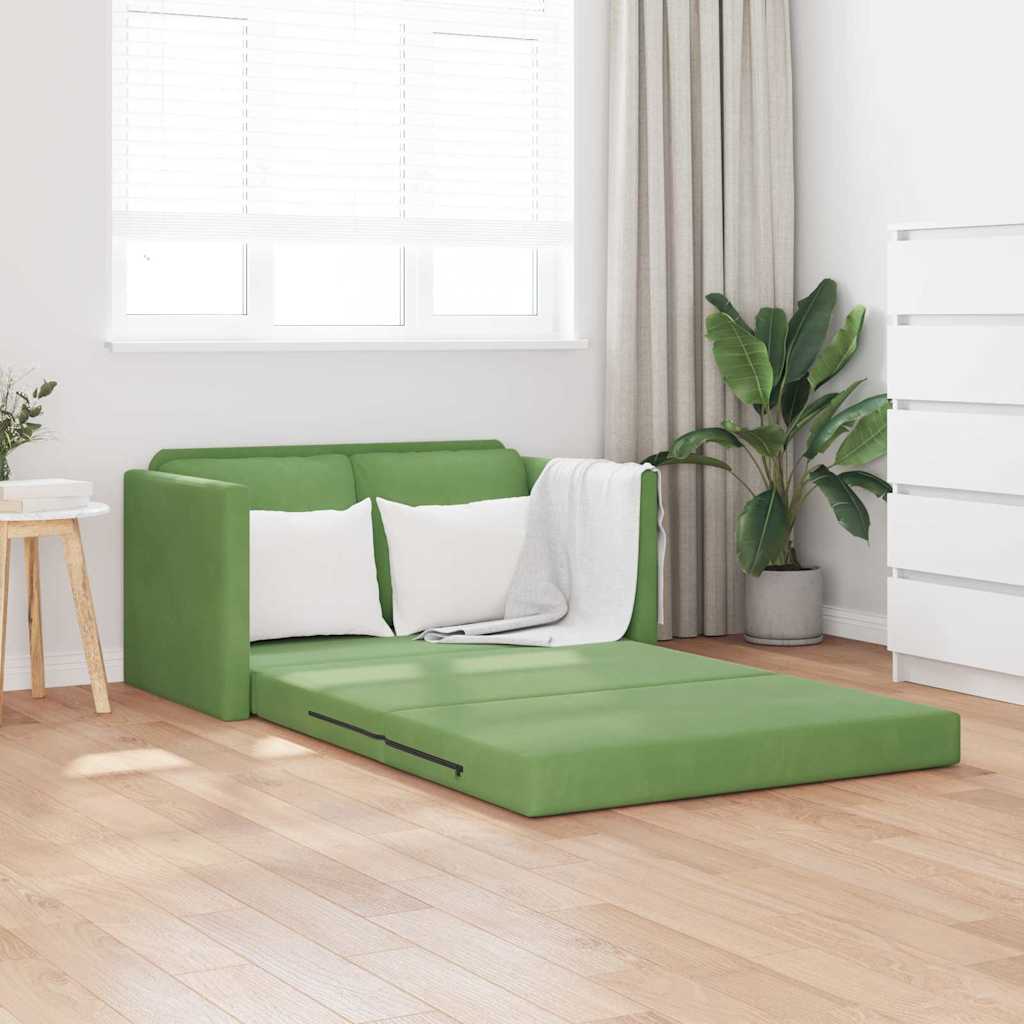 Floor Sofa Bed with Cushion Light green 122 x 70 x 60 cm Velvet